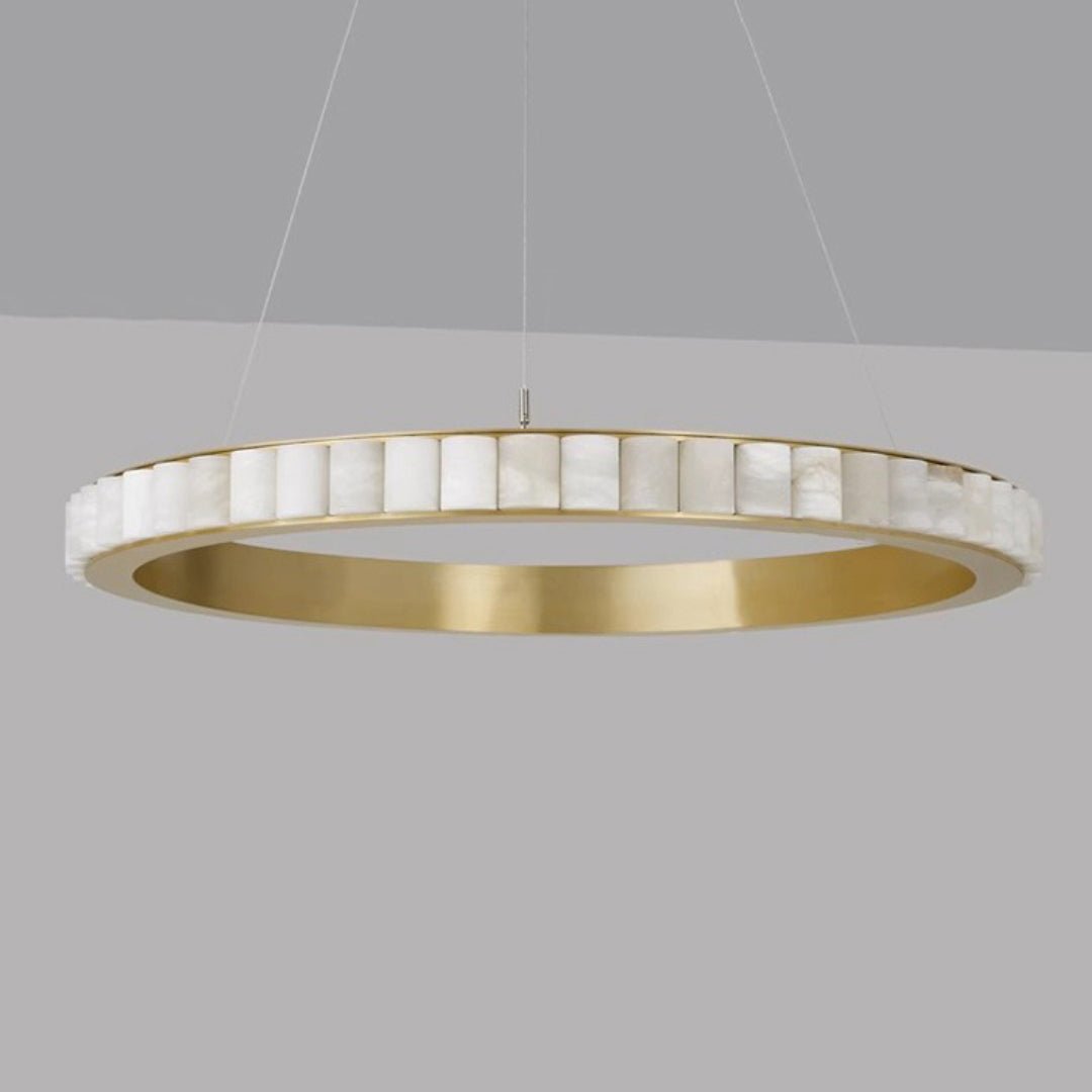 Aurelia ljuskrona med dubbla ringar i alabaster