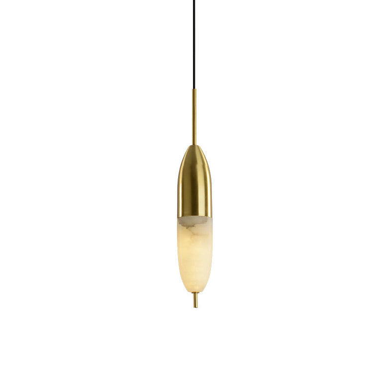 Himinuvye minimalistisk messing-pendellampe i alabaster