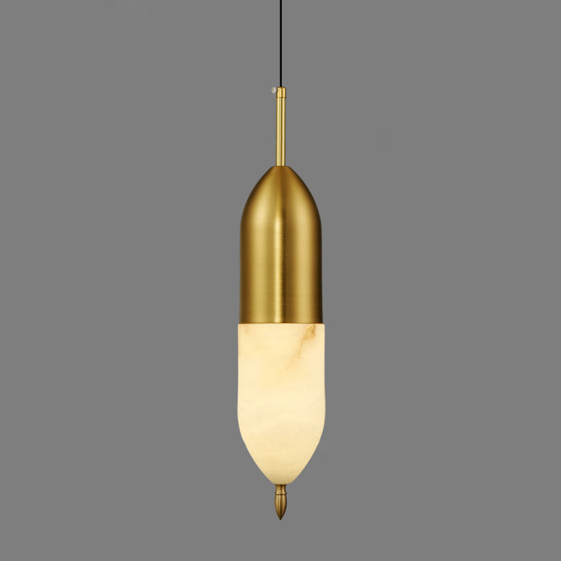 Himinuvye minimalistisk messing-pendellampe i alabaster