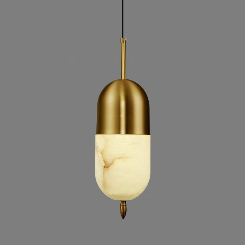 Himinuvye minimalistisk messing-pendellampe i alabaster