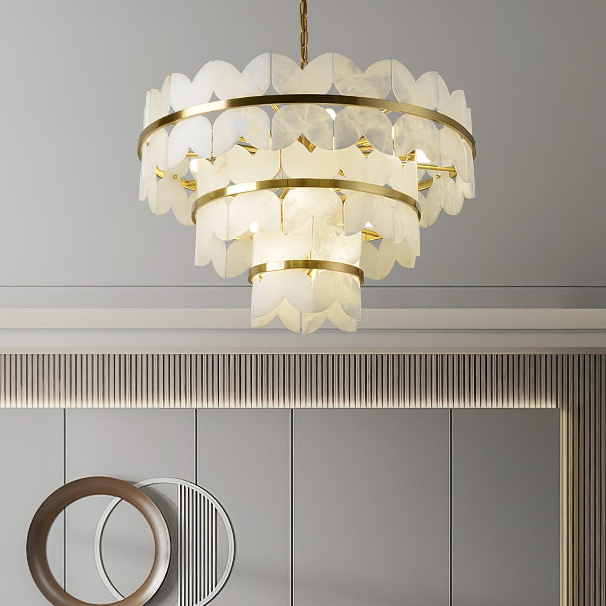Seraphina vintage-lysekrone i alabast