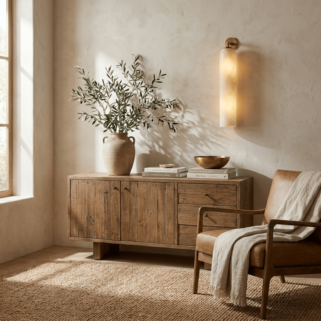 Rörformad vägglampa i alabaster