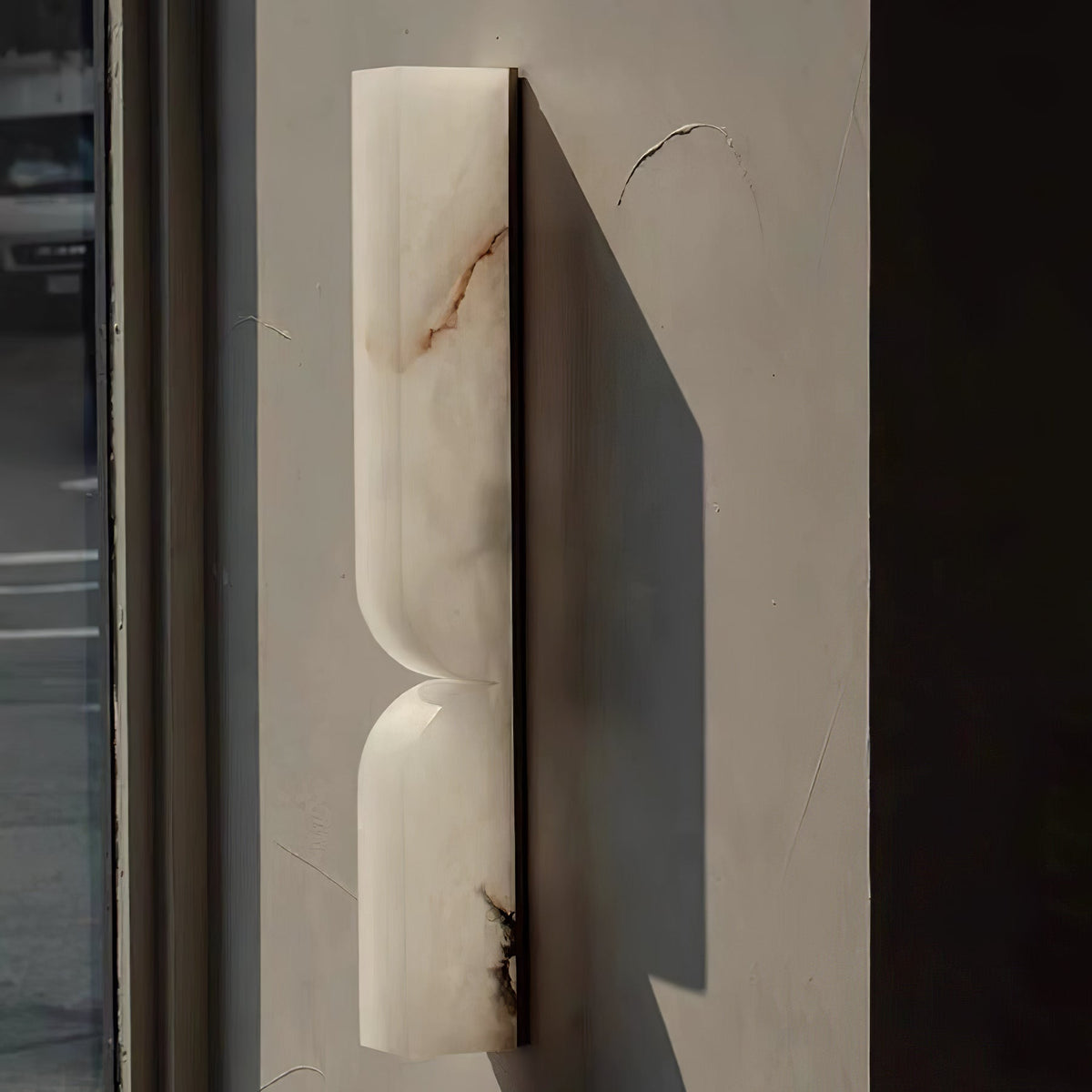 Lena rektangulær væglampe i alabast med stik