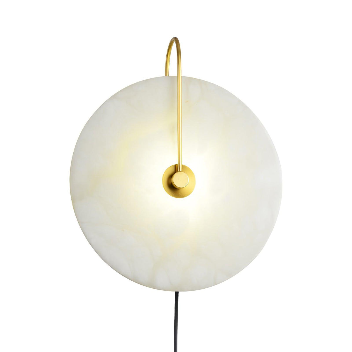 Albeaine globformad vägglampa med alabaster och stickkontakt