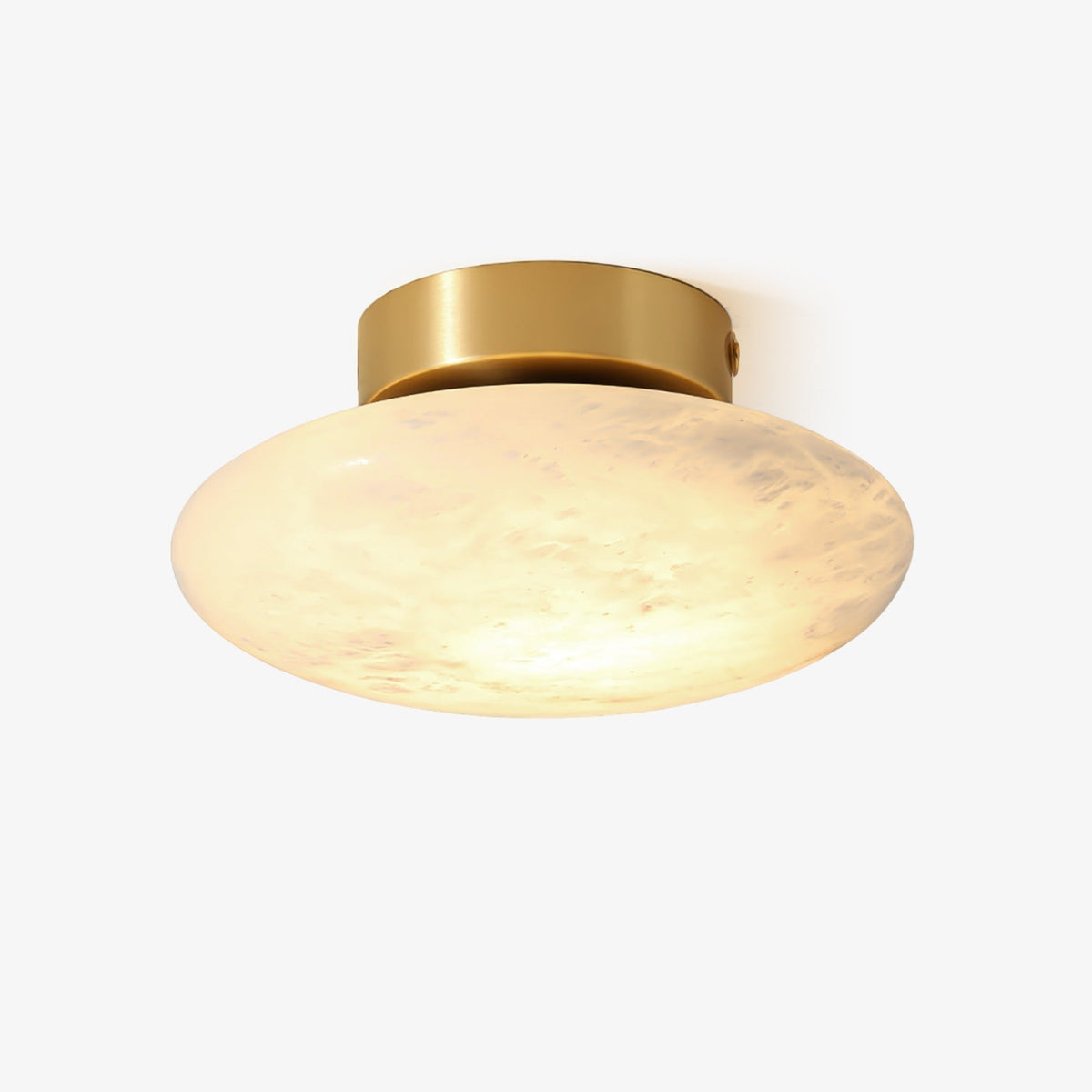 Vanorara minimalistisk taklampa i alabaster med nära montage