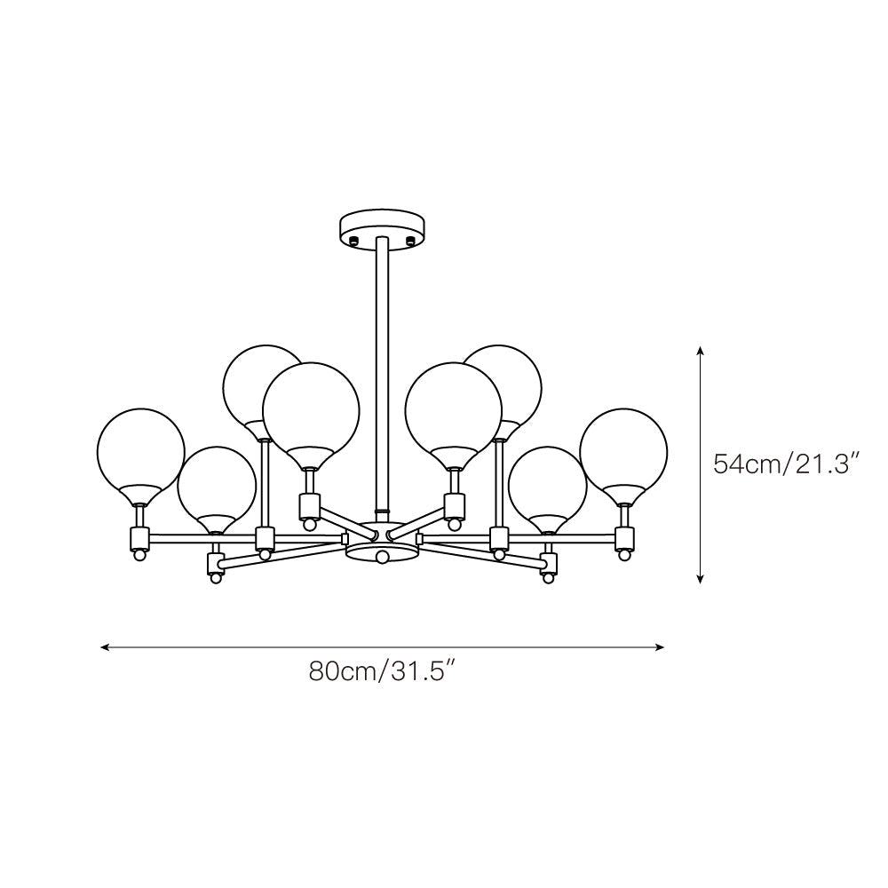 Vatnuvyi minimalistinen pallomainen lasikattokruunu