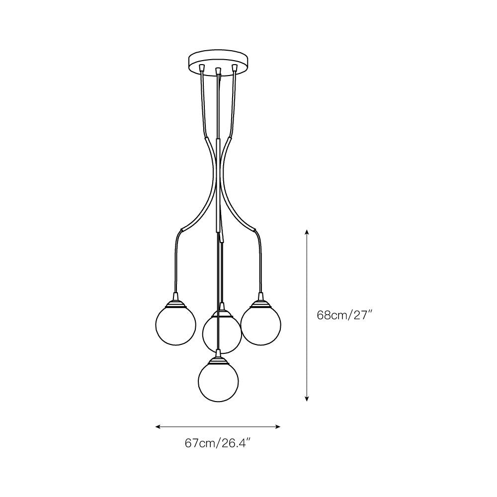 Candeeiro de teto minimalista moderno de vidro Zoruvyi, com bolas suspensas