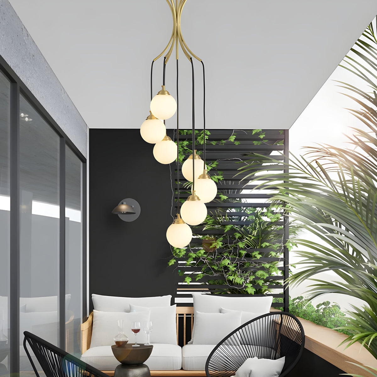 Candeeiro de teto minimalista moderno de vidro Zoruvyi, com bolas suspensas