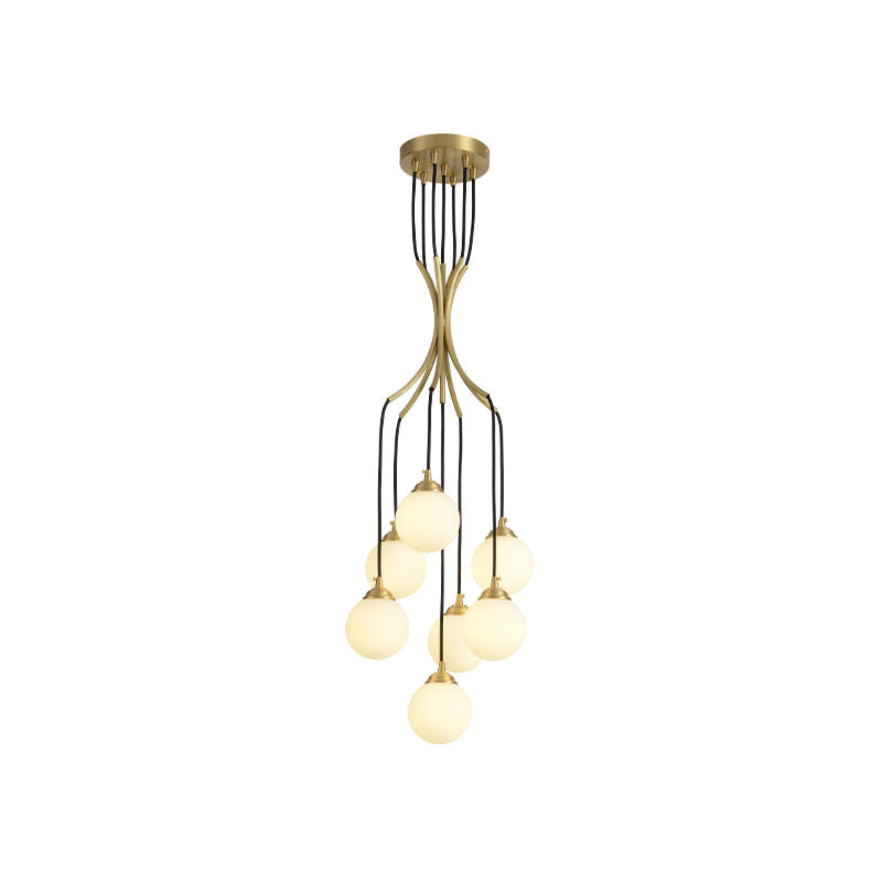 Candeeiro de teto minimalista moderno de vidro Zoruvyi, com bolas suspensas