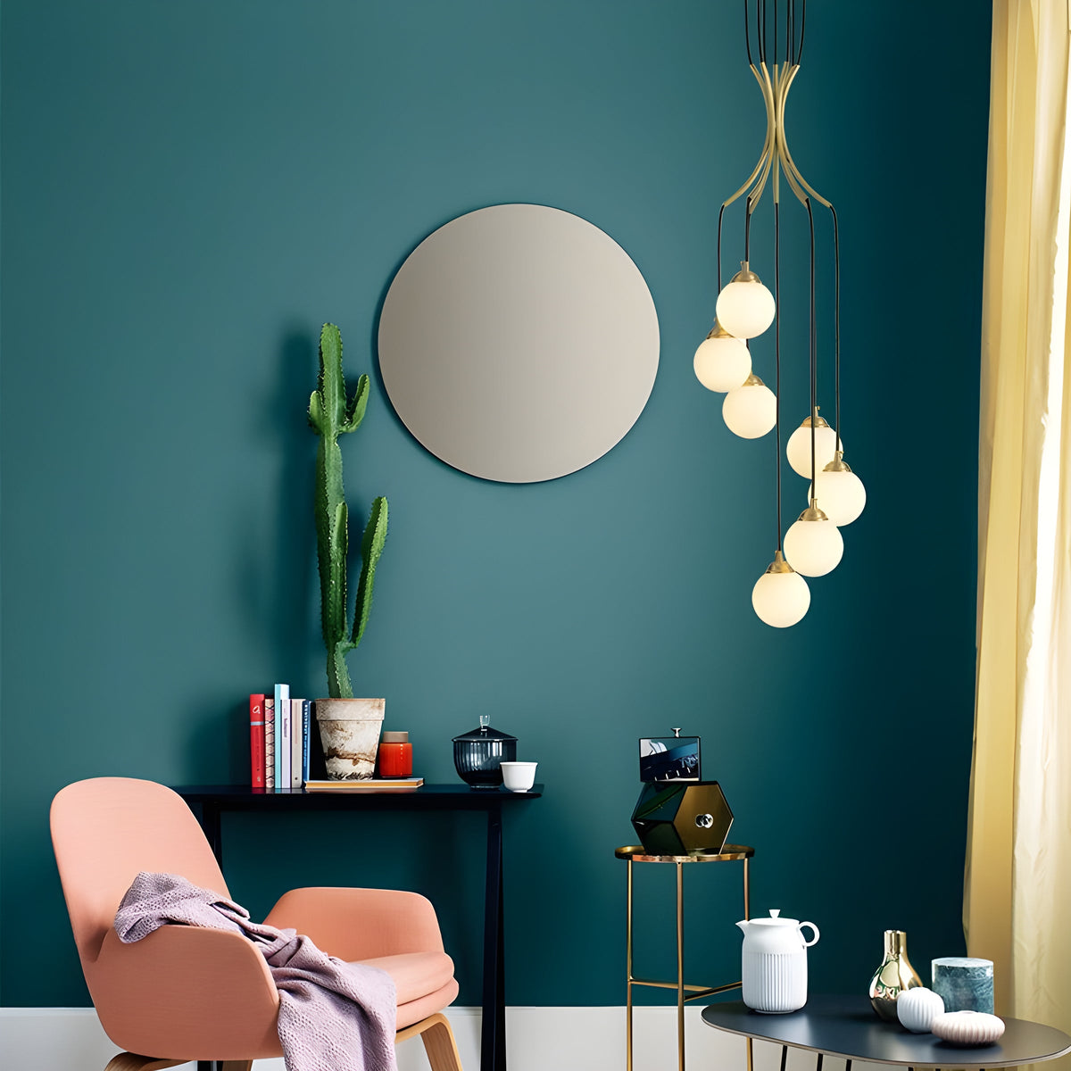 Candeeiro de teto minimalista moderno de vidro Zoruvyi, com bolas suspensas