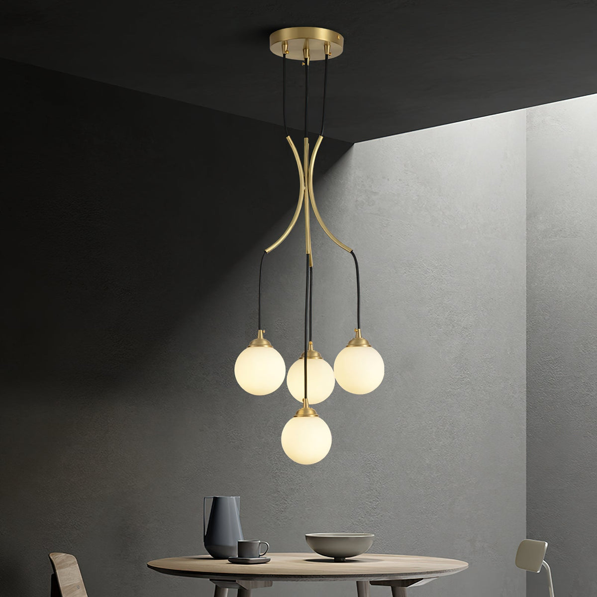 Candeeiro de teto minimalista moderno de vidro Zoruvyi, com bolas suspensas