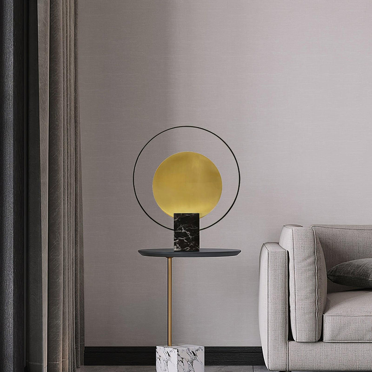 Candeeiro de mesa Lirixy geométrico em mármore