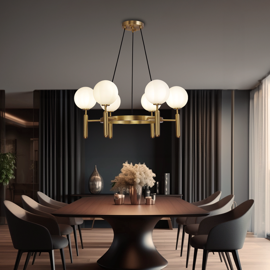Kristy designad klotformad pendellampa Glas/Metall Guld Vit
