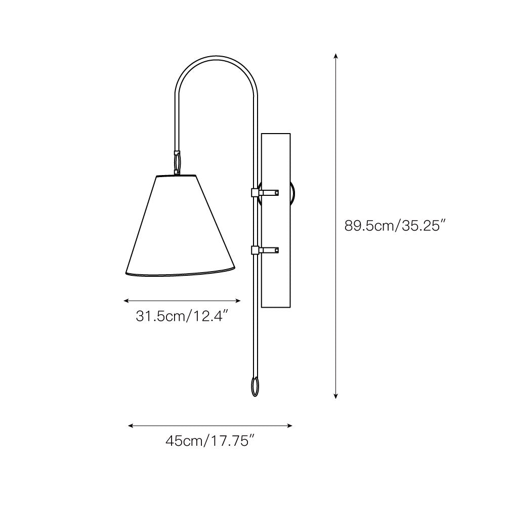 Ildvuvyi modern exklusiv vägglampa i mässing, tyg och metall