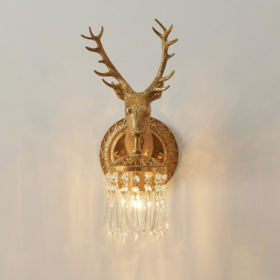 Vegg-lampi með hornum og kristal
