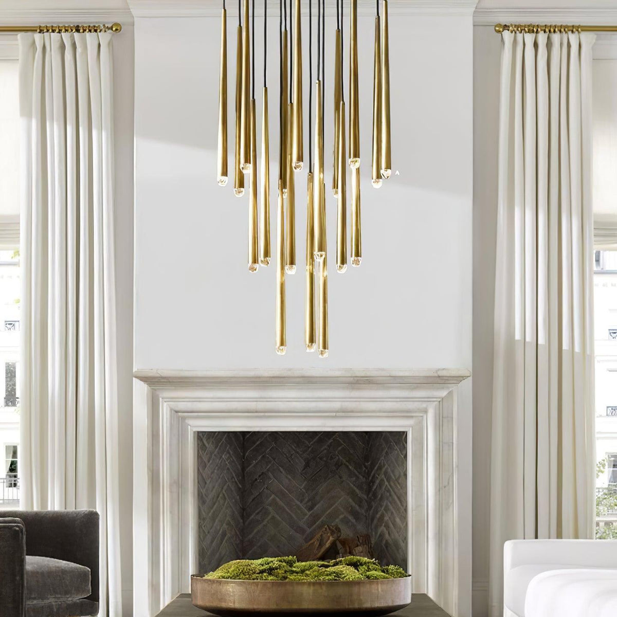 Candelabro Larry de cristal, latão, prata escurecida e para escadaria