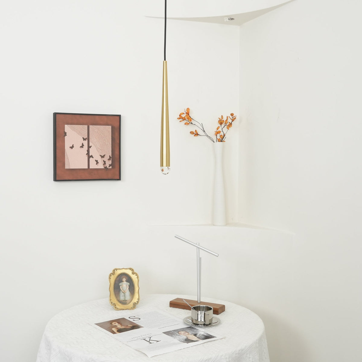Candelabro Larry de cristal, latão, prata escurecida e para escadaria