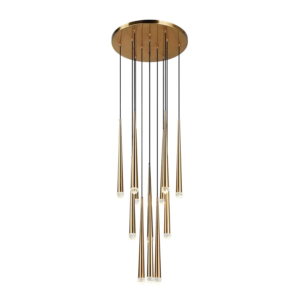 Candelabro Larry de cristal, latão, prata escurecida e para escadaria