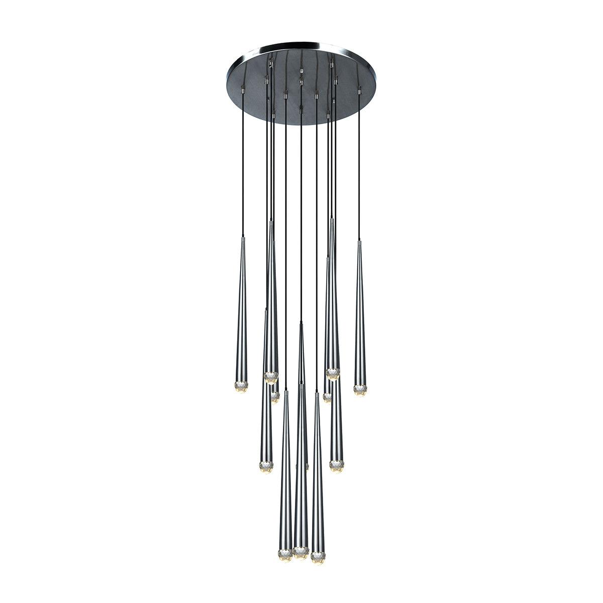 Candelabro Larry de cristal, latão, prata escurecida e para escadaria