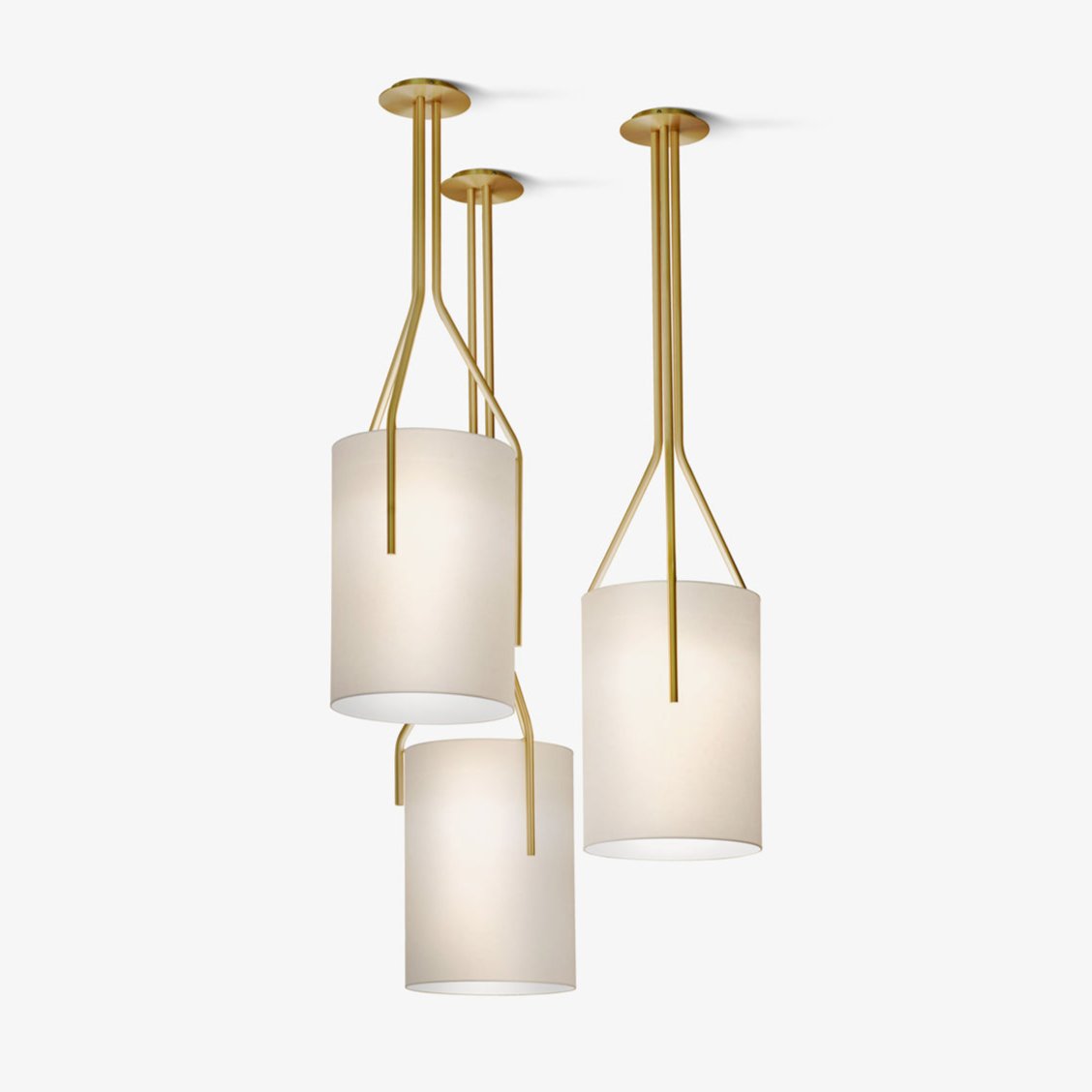 Cex moderne LED-lysekrone i messing med 3 lys