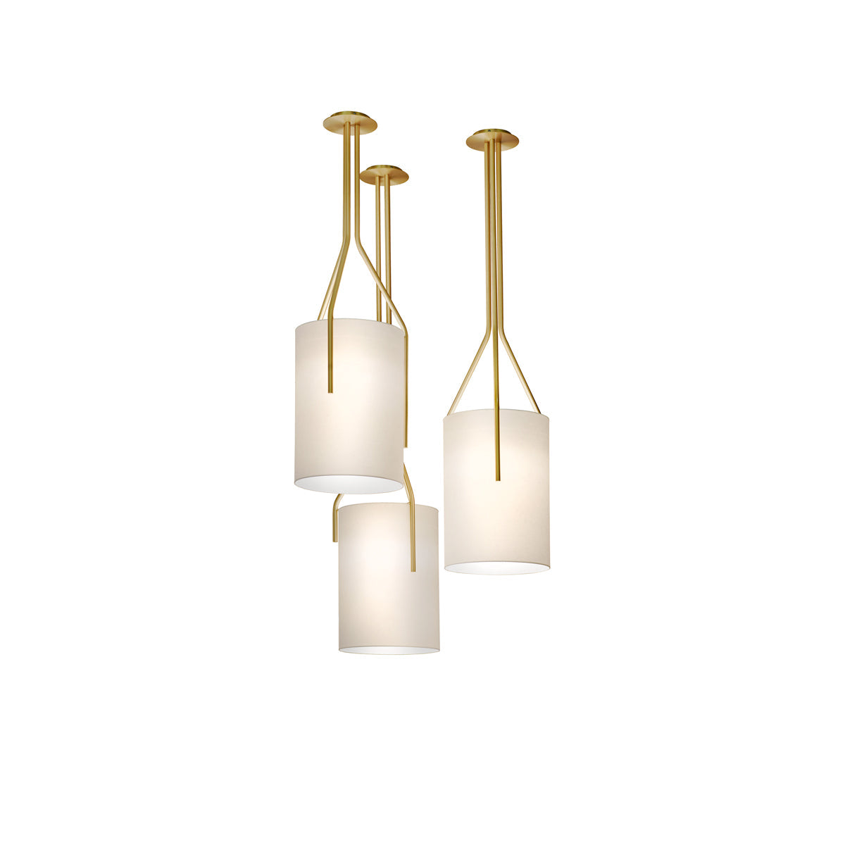 Cex moderne LED-lysekrone i messing med 3 lys