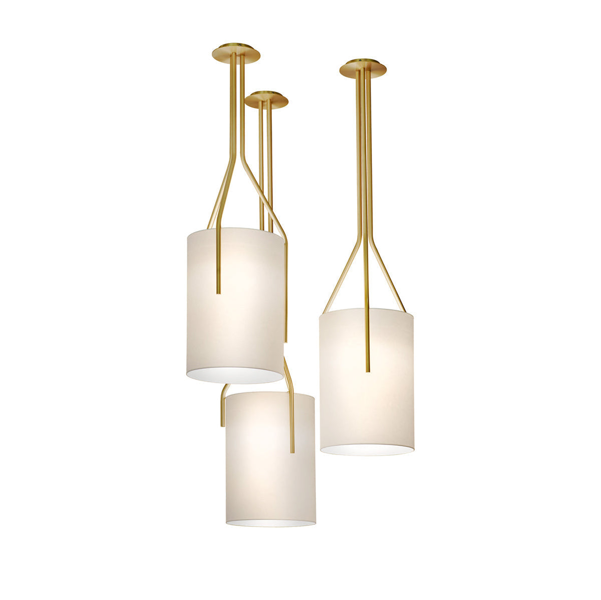 Cex moderne LED-lysekrone i messing med 3 lys