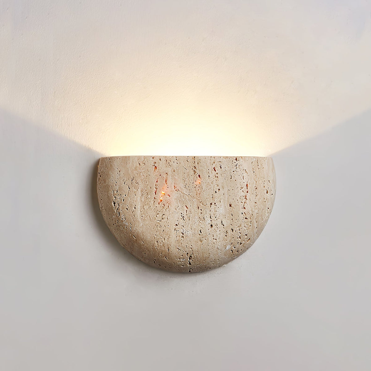 Candeeiro de parede Armarel semicircular em travertino