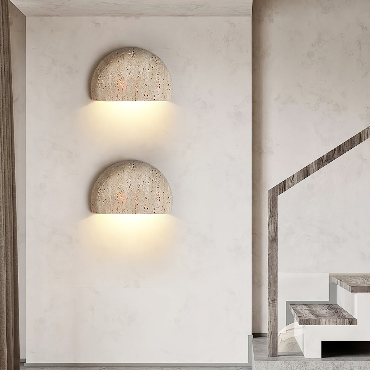 Candeeiro de parede Armarel semicircular em travertino