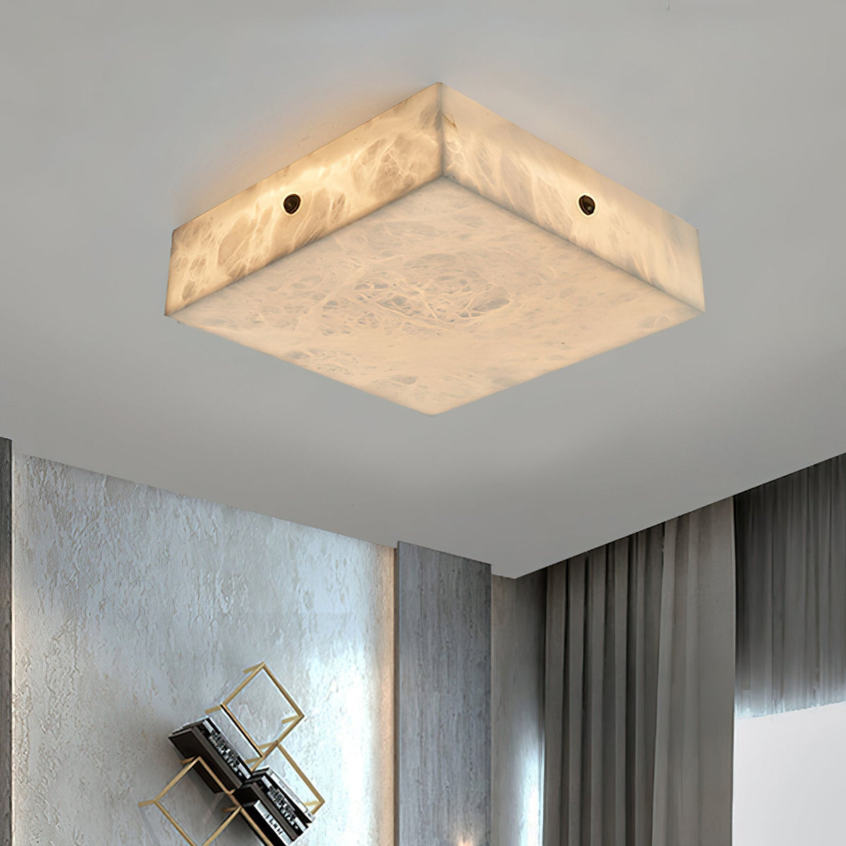 Rauduvys modern minimalistisk taklampa i alabaster