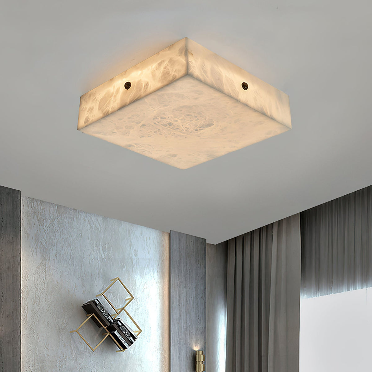 Rauduvys modern minimalistisk taklampa i alabaster