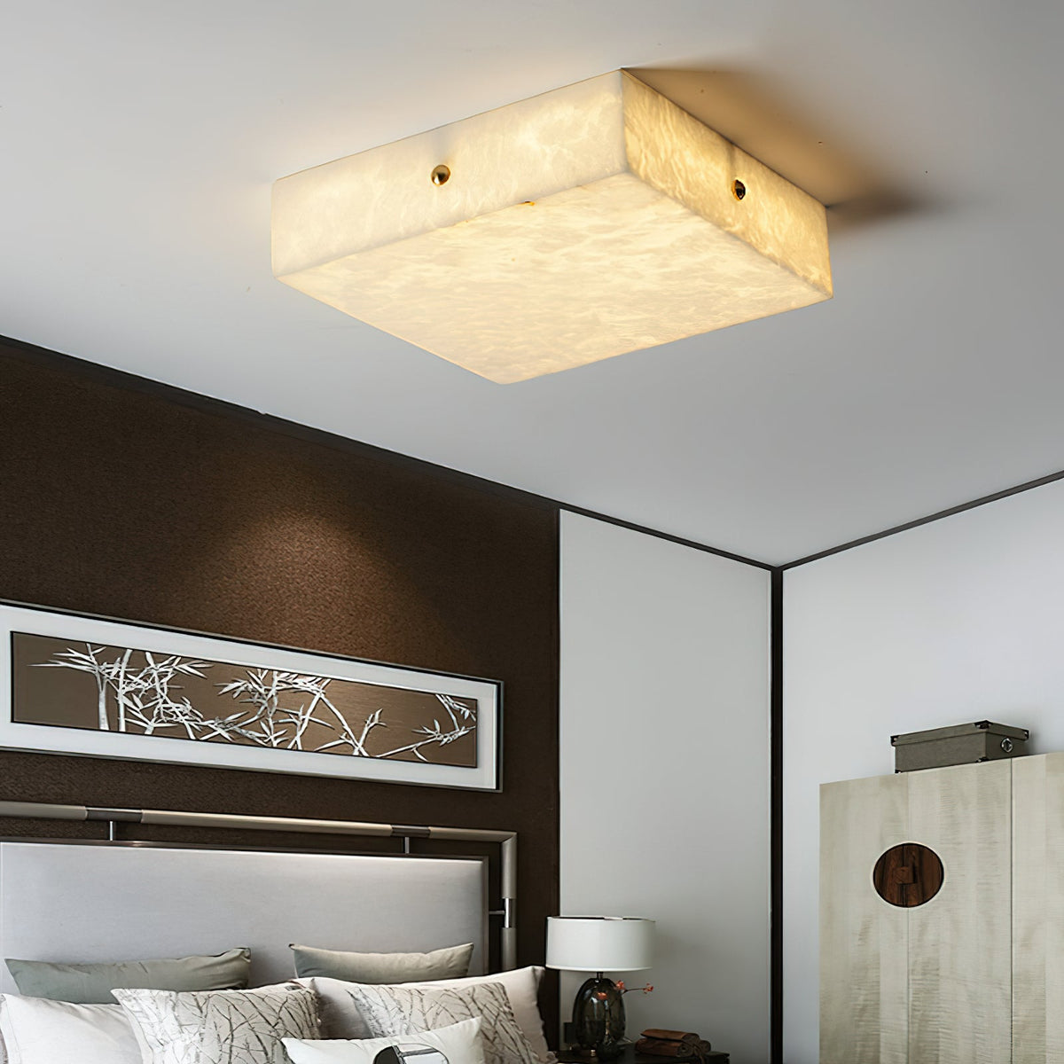 Rauduvys modern minimalistisk taklampa i alabaster