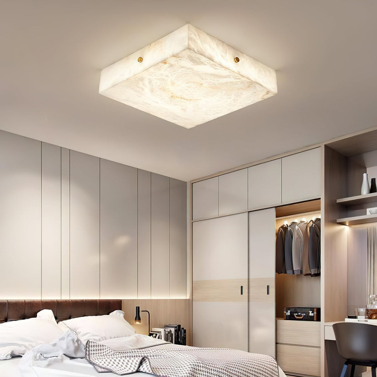 Rauduvys modern minimalistisk taklampa i alabaster