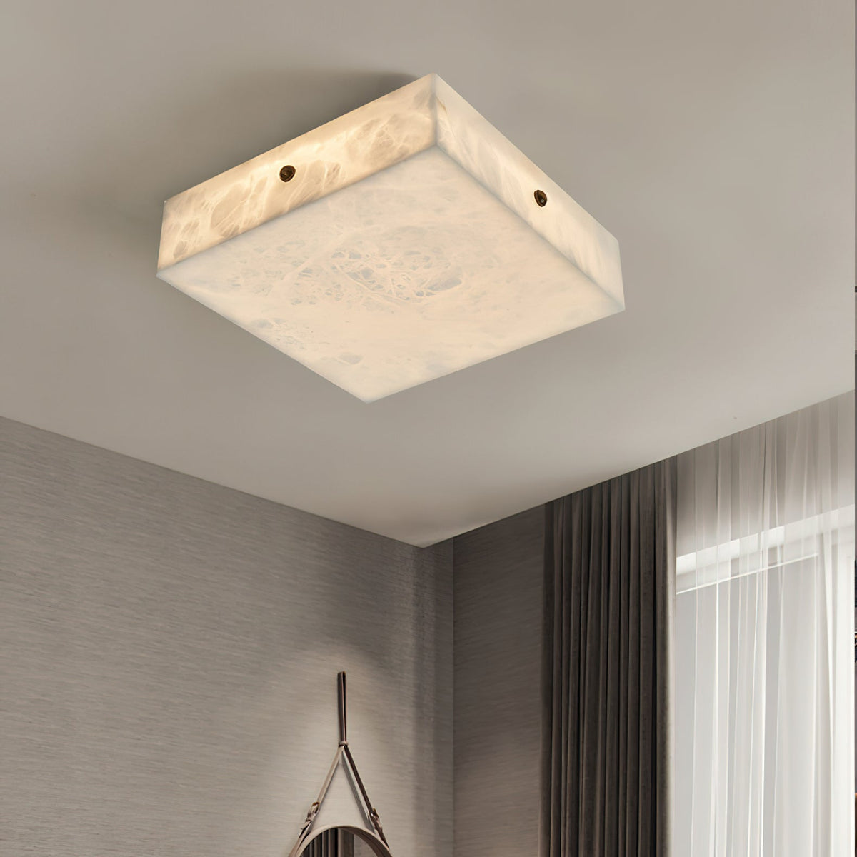 Rauduvys modern minimalistisk taklampa i alabaster