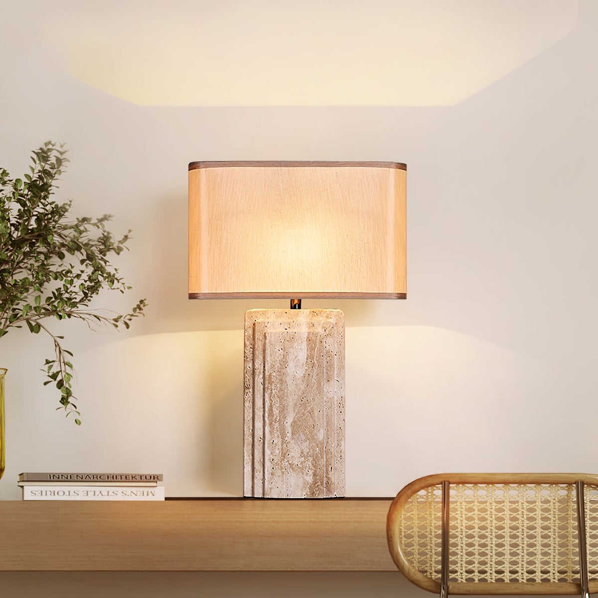 Cocare-bordlampe i travertin
