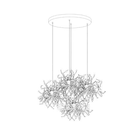 Noruielle pendellampe med metallisk skysamling