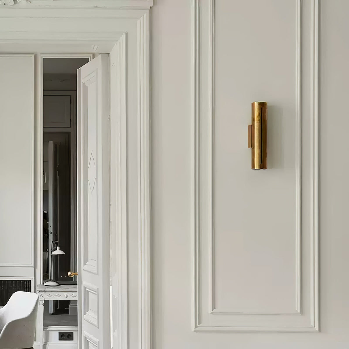 Avsilara moderne minimalistisk cylindrisk væglampe i messing
