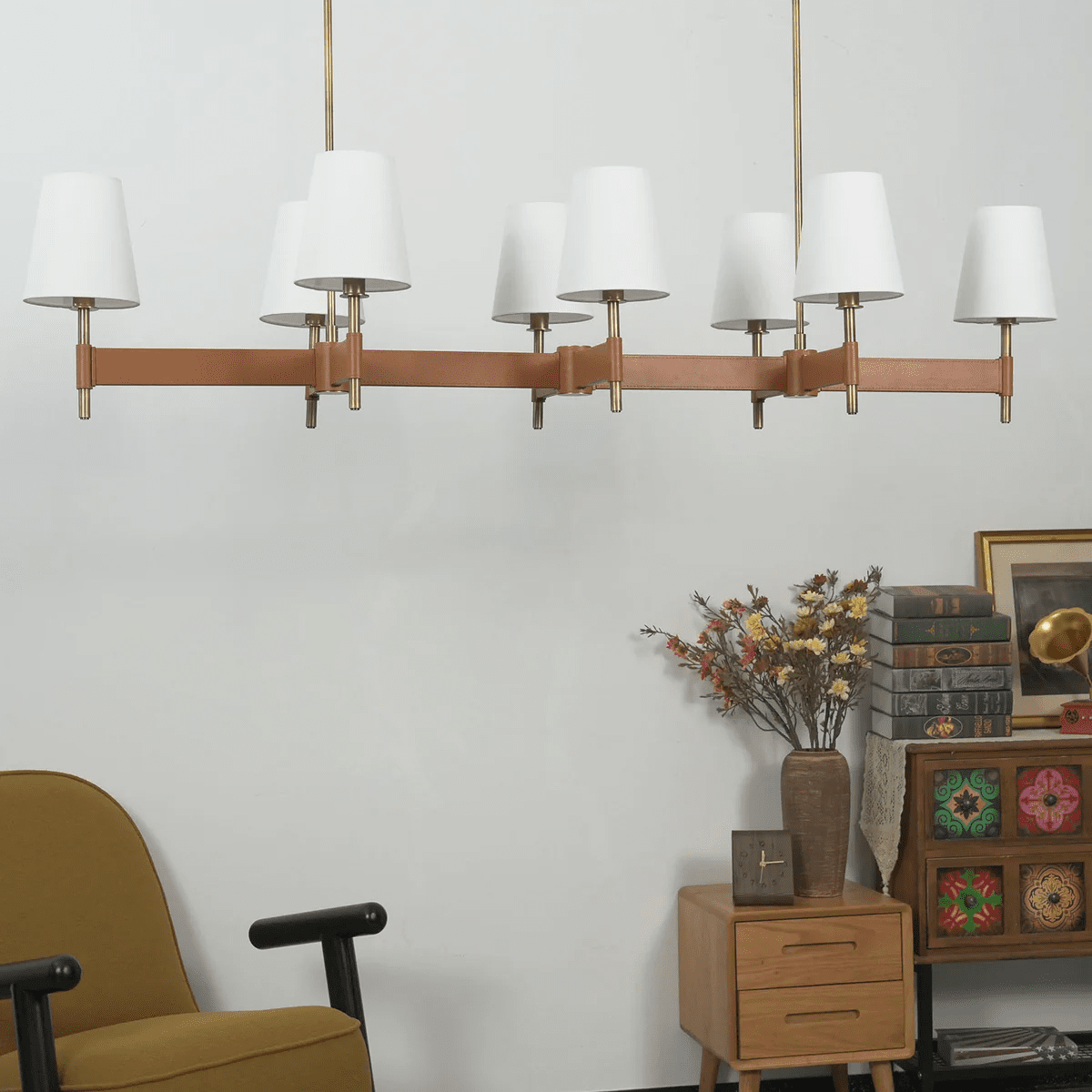 Candeeiro de lustre Arianna em pele
