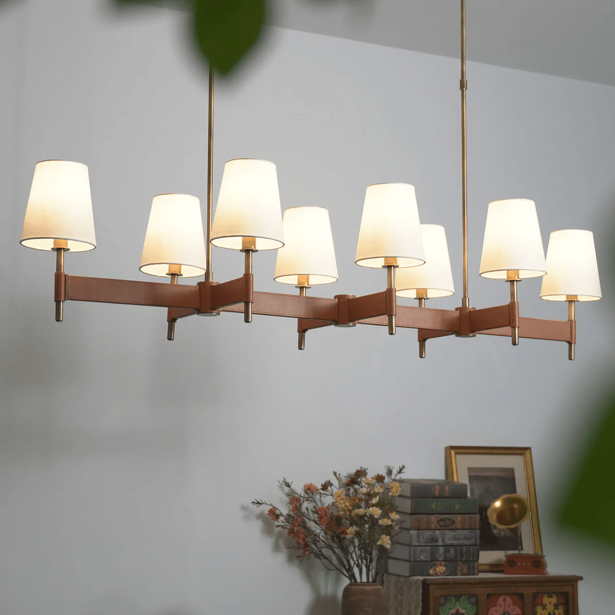 Candeeiro de lustre Arianna em pele