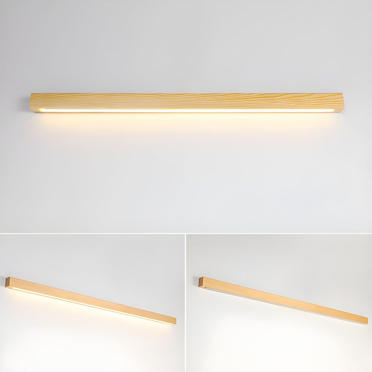 Elvivine lineær, minimalistisk LED-væglampe i træ