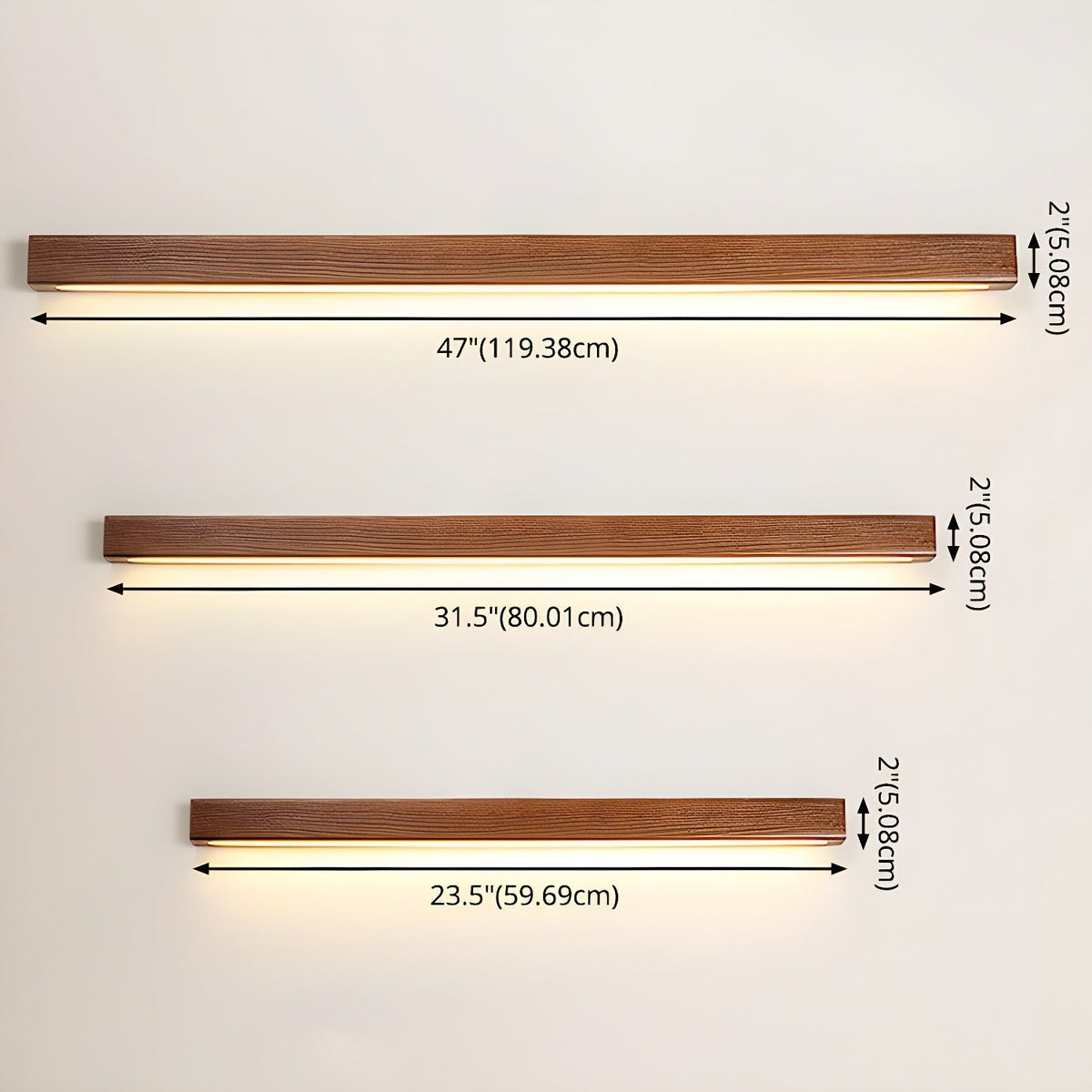 Elvivine lineær, minimalistisk LED-væglampe i træ