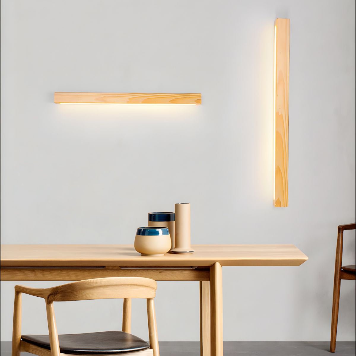 Elvivine lineær, minimalistisk LED-væglampe i træ