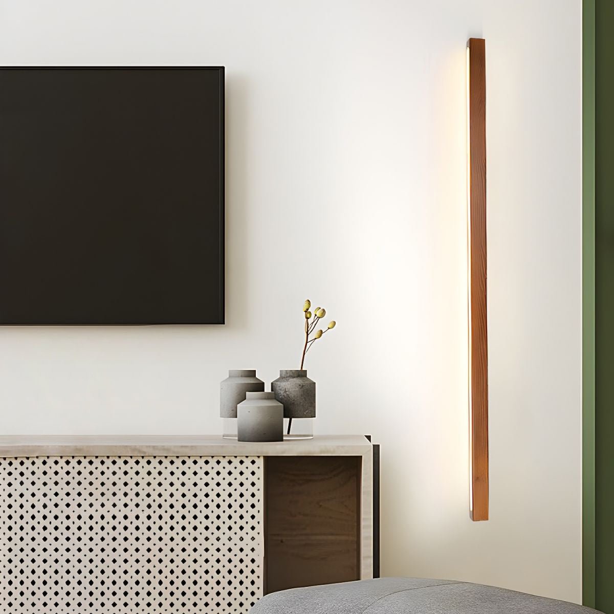 Elvivine lineær, minimalistisk LED-væglampe i træ