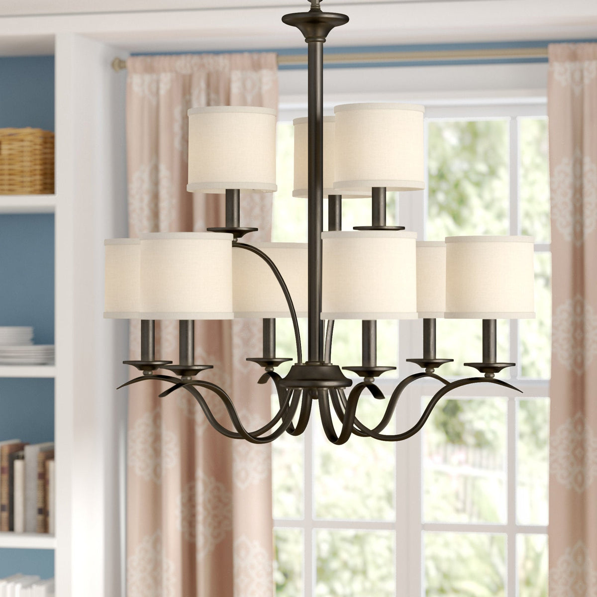 Vatnuvys Traditional Premium Brass Fabric Metal Chandelier