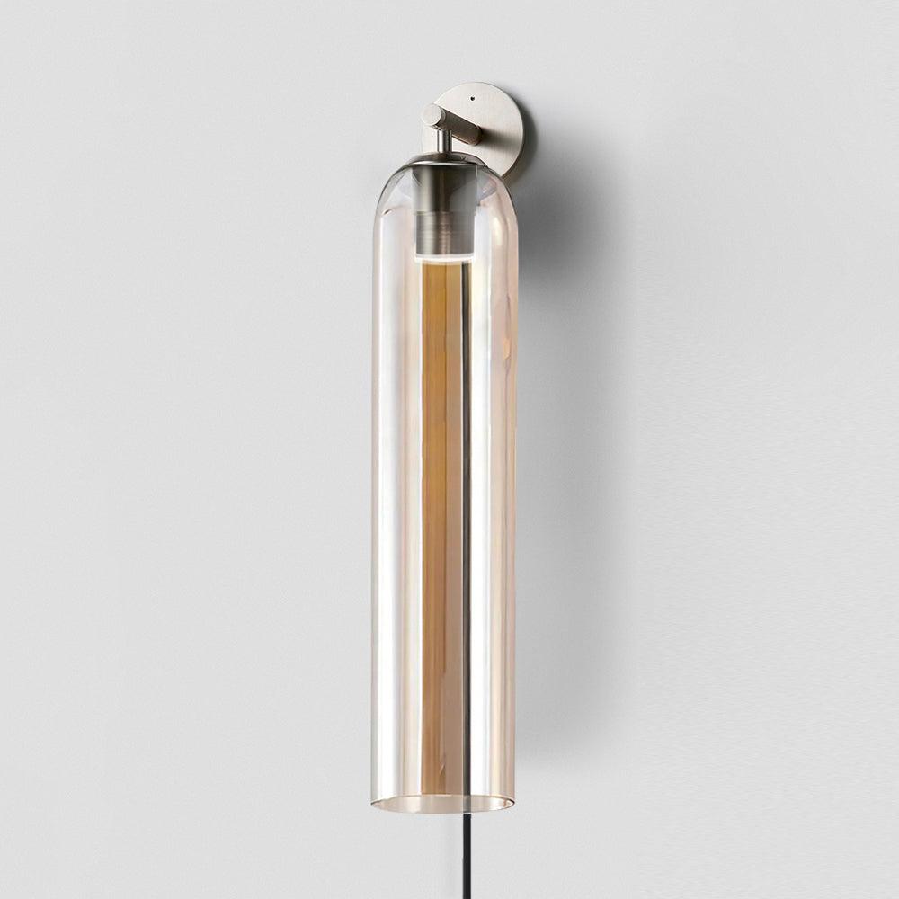 Veggljós með sívölum glerskermi og tengli
