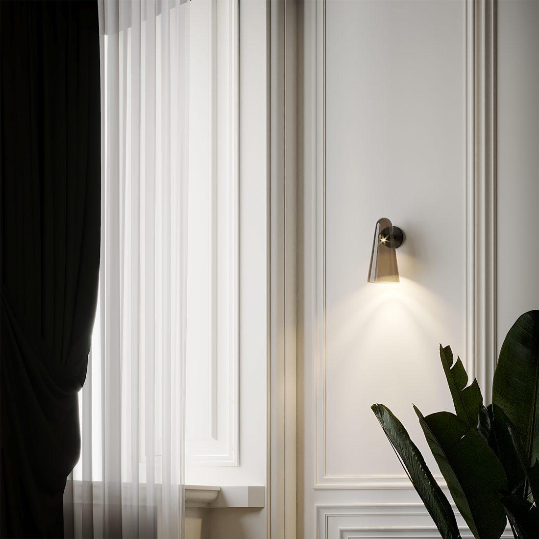 Lioririella konisk glasvägglampa