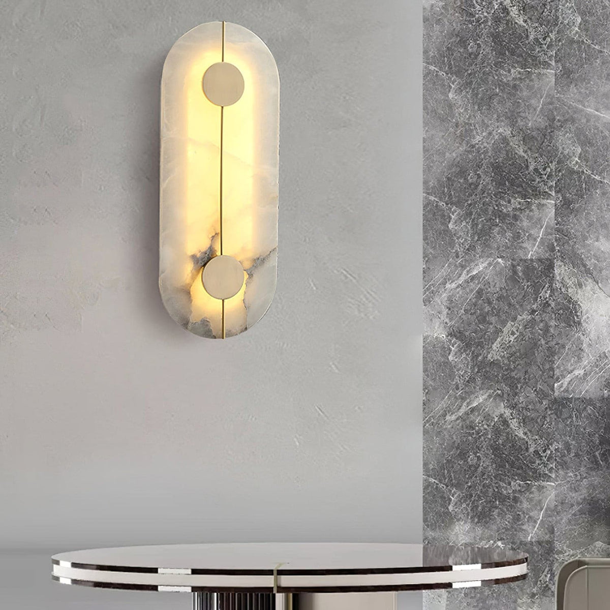 Candeeiro de parede artístico, dolomite e cobre, estilo retro