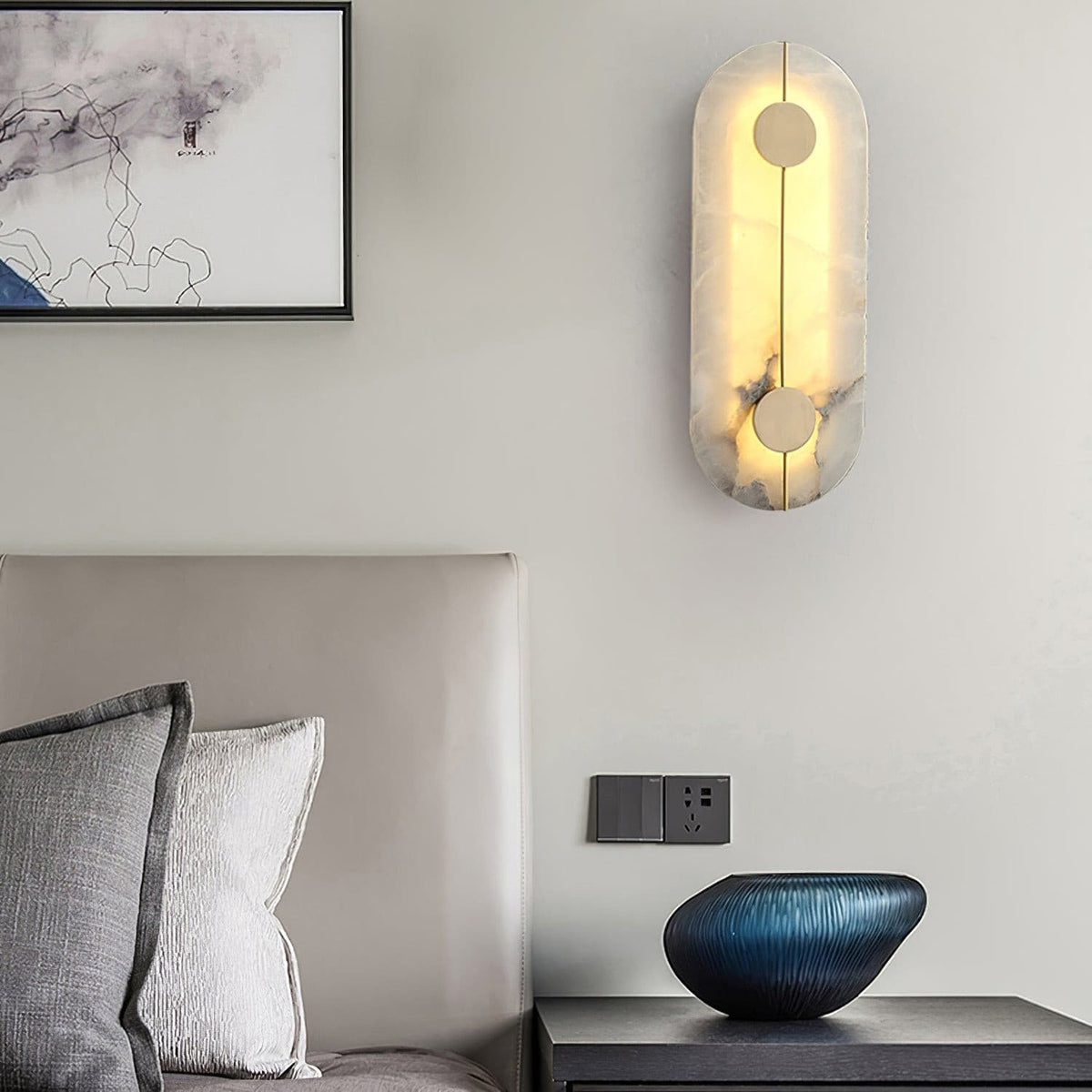 Candeeiro de parede artístico, dolomite e cobre, estilo retro