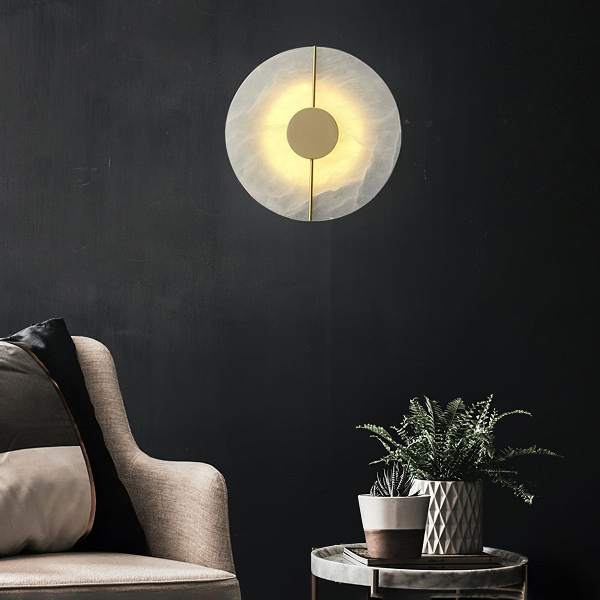 Candeeiro de parede artístico, dolomite e cobre, estilo retro