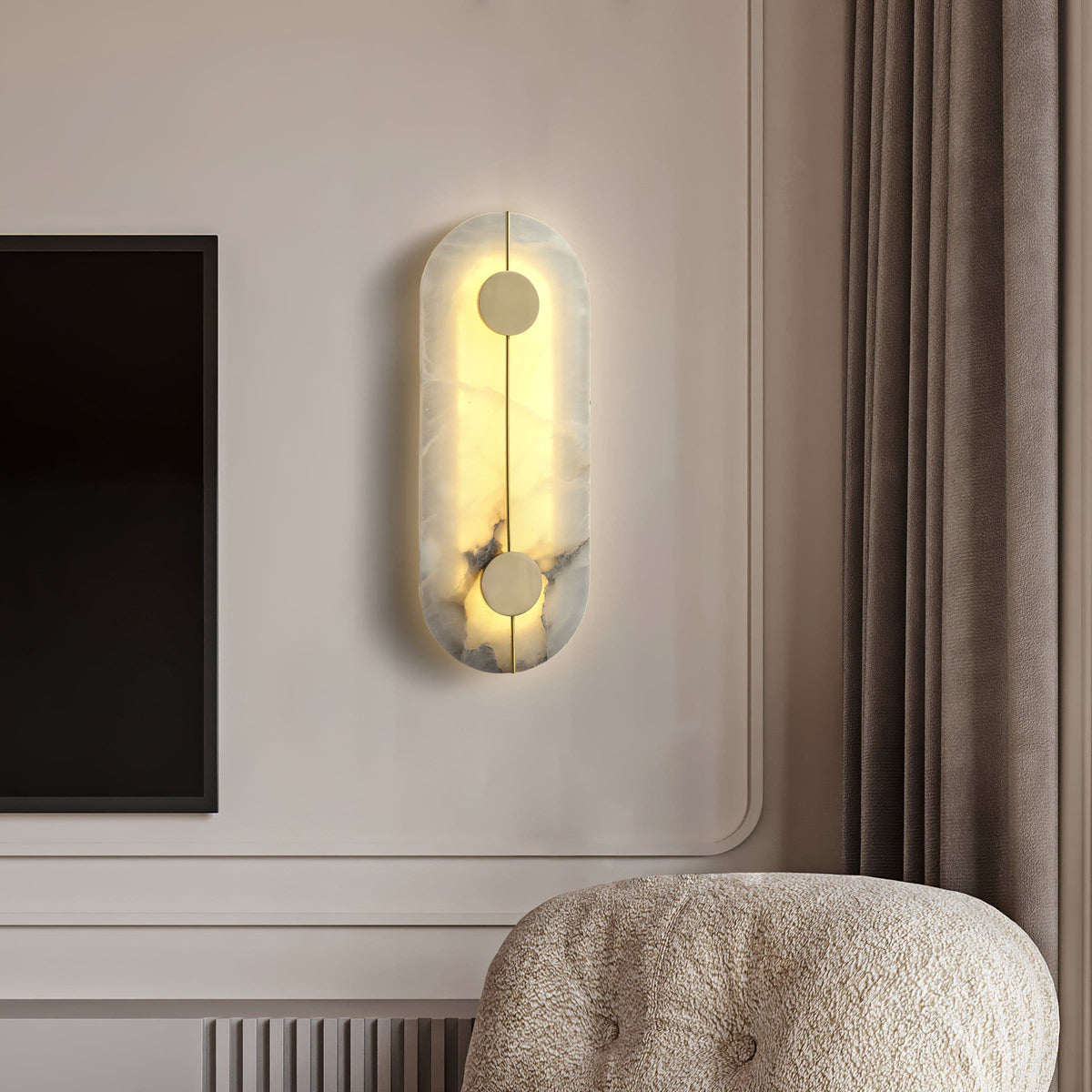 Candeeiro de parede artístico, dolomite e cobre, estilo retro