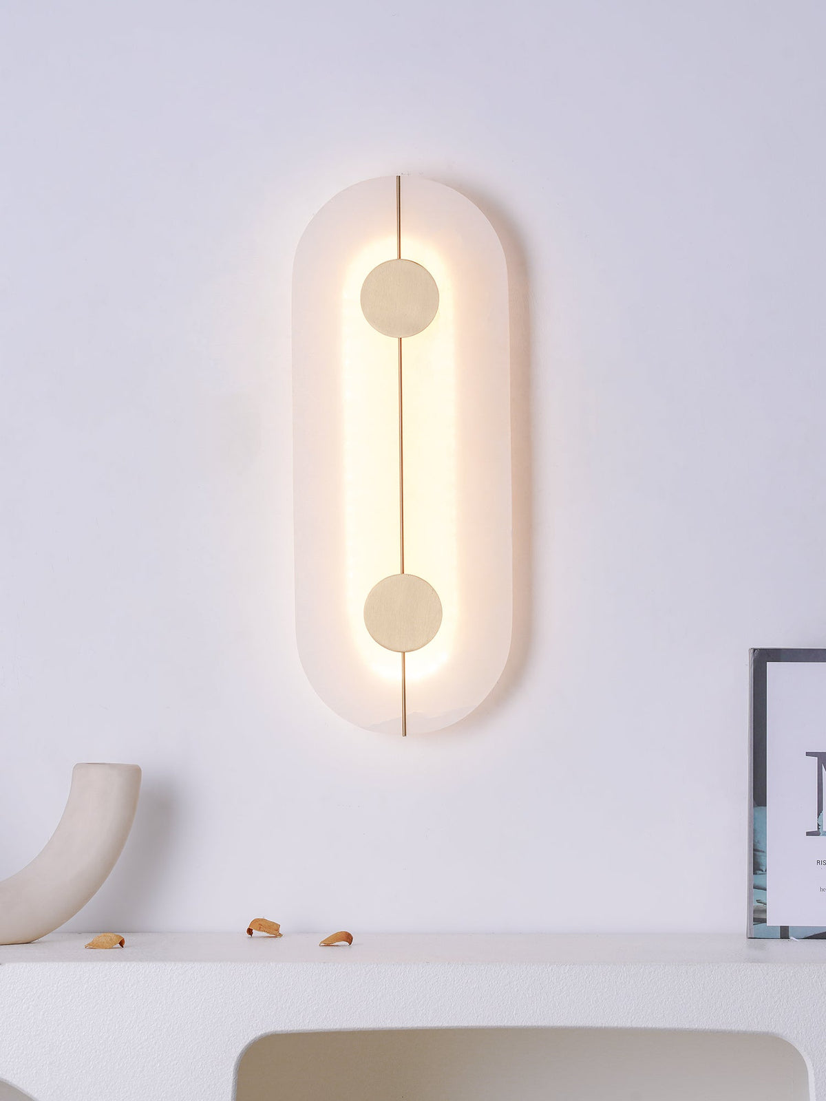 Candeeiro de parede artístico, dolomite e cobre, estilo retro